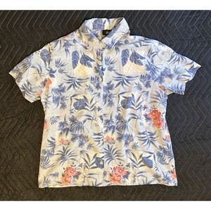 Tapestry Floral Hawaiian Aloha L Large Made in USA Camp Short Sleeve Vintage